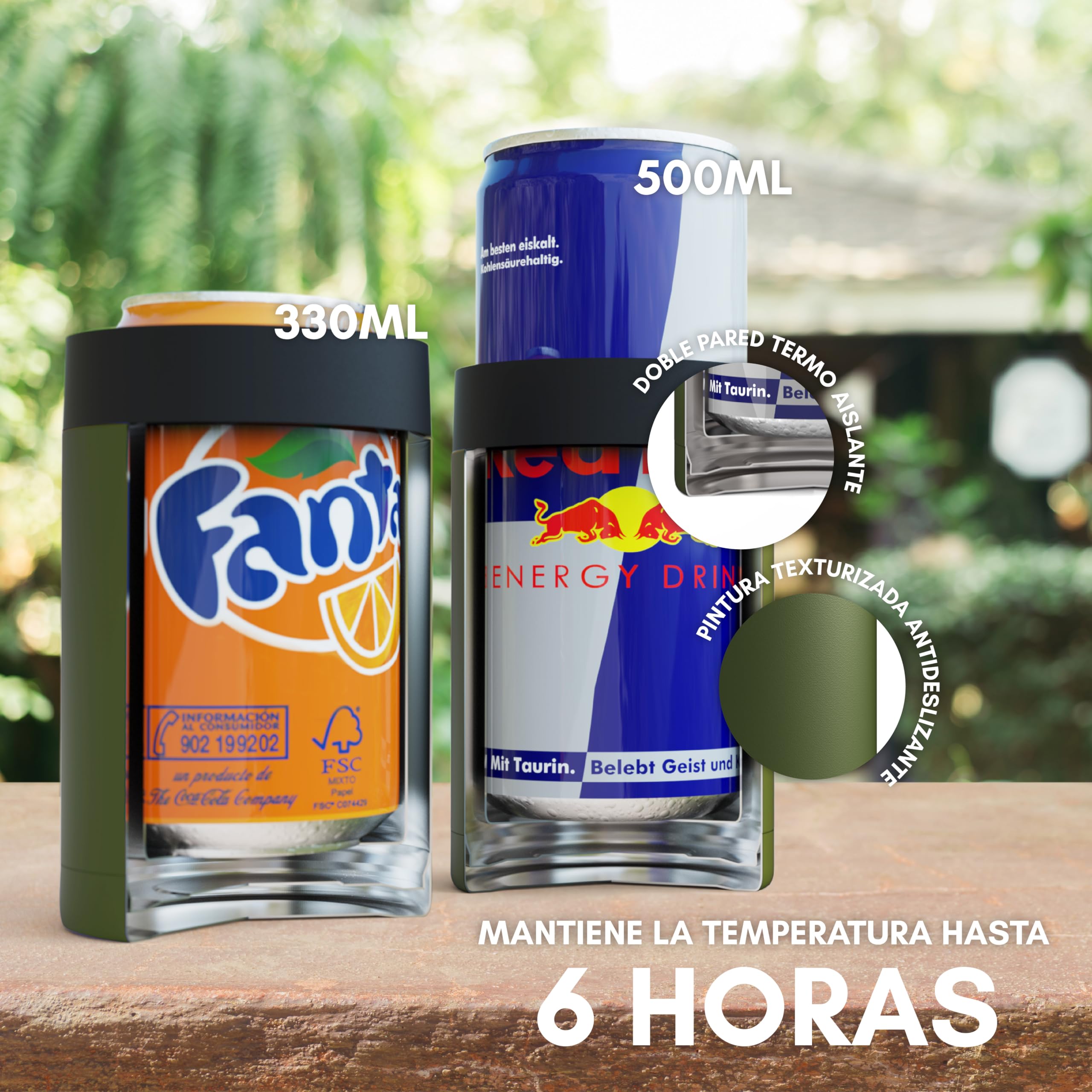 Enfriador de Latas de 330ML: Refresca tus bebidas favoritas con este Enfriador de Bebida para Latas Refrescos y Cerveza. Enfriador Lata que Ayuda a Mantener Bebida Fría, Can Cooler (Verde)