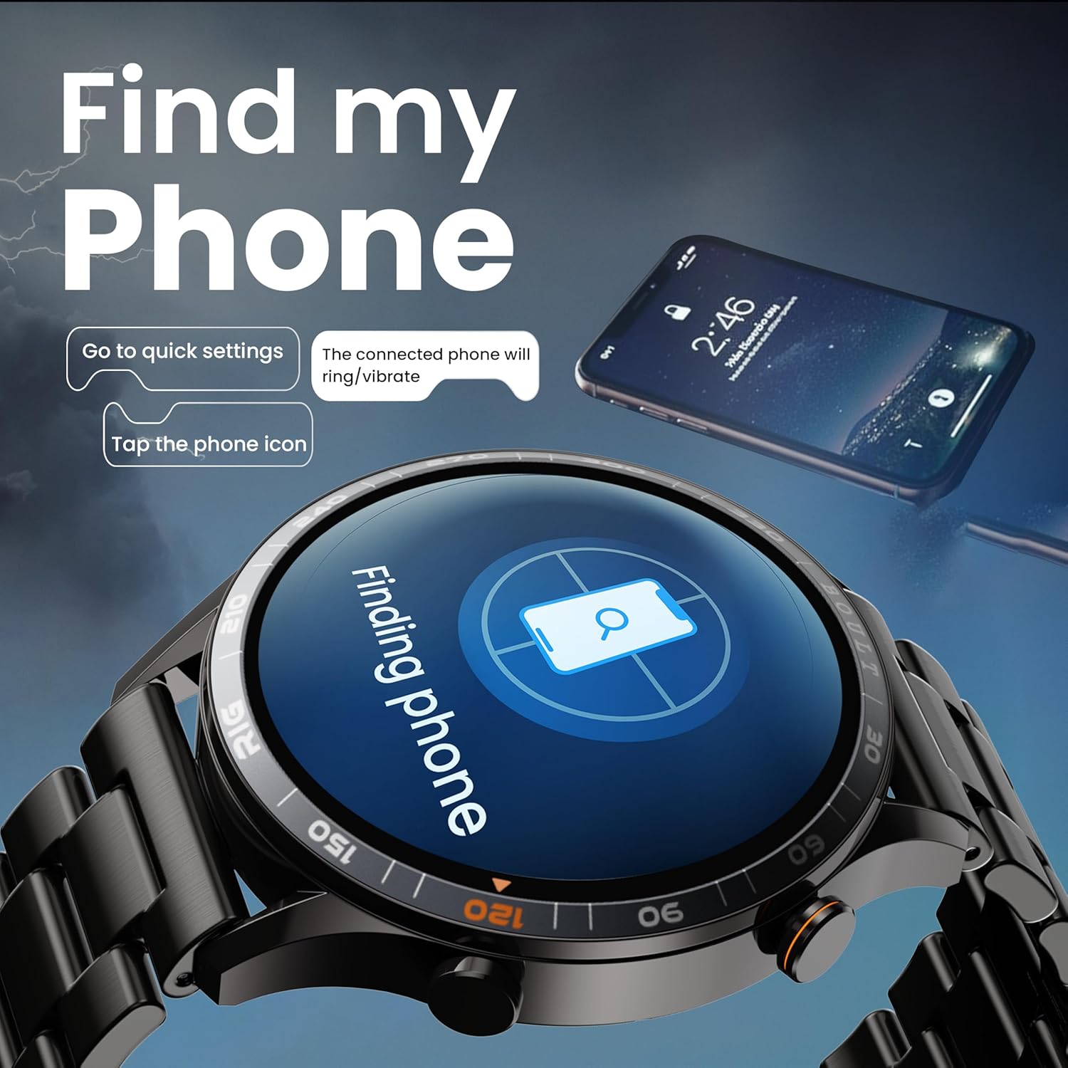 GOBOULT Newly Launched Crown R Pro Smart Watch 1.43''HD AMOLED, BT Calling, Working Crown, Zinc Alloy Frame, 600 Nits Brightness, SpO2 Monitoring, 120+ Sports Mode (Chrome Rig) 18 81AP8wXMC7L. SL1500