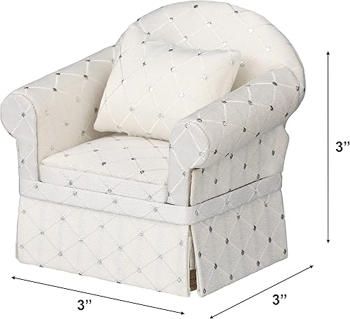 Miniatura 10 de Casa de muñecas Sofá sillón tapizado, silla miniatura para sala de estar, tela, accesorios para muñecas de 6 pulgadas, escala 112 (beige retro)