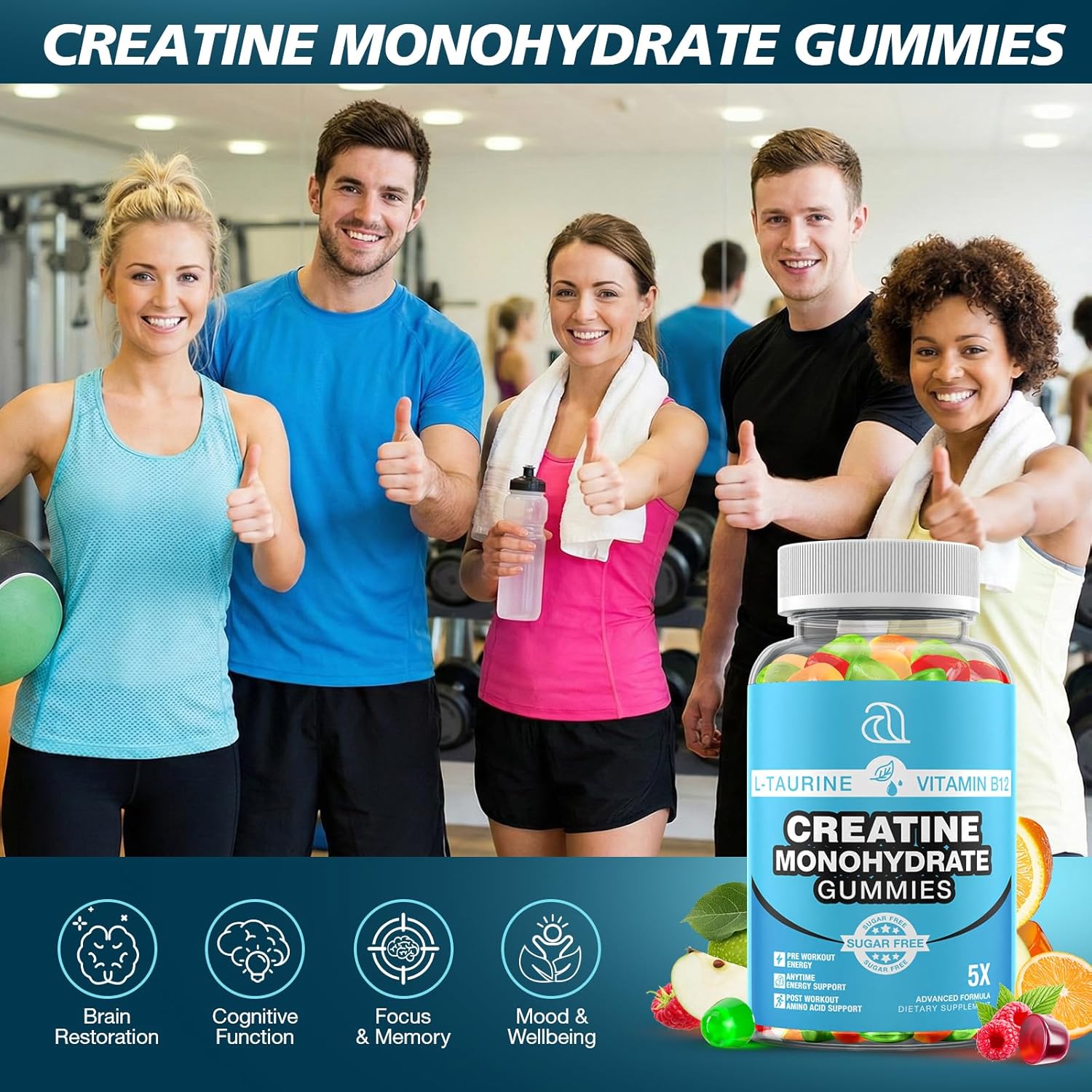Creatine Gummies for Women & Men - Creatine Monohydrate Gummies Tasty Chewable Supplement, Muscle Support & Energy Boost (2 Pack) - Image 7