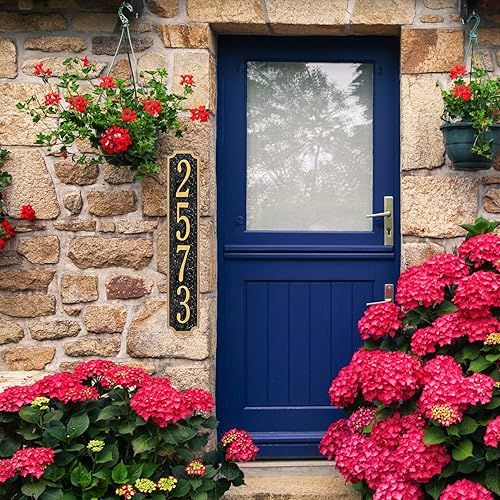Vista 151 de Placa de dirección de metal personalizada, letreros de números para placa de pared de casa, letrero de dirección de nombre de calle, números de casa