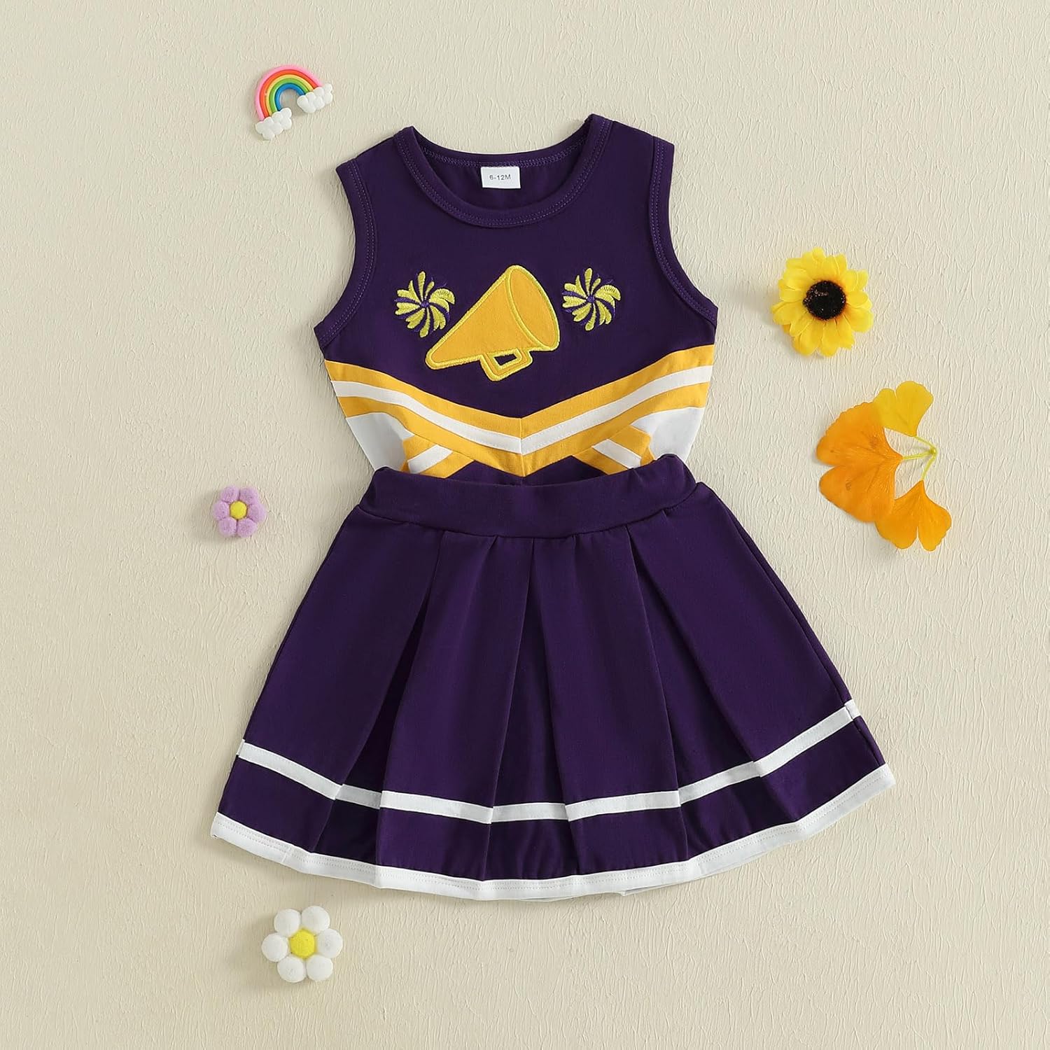 Toddler Baby Girl Cheerleader Outfit Shirt Tops Skirt Set Cheer Uniform Outfit Halloween Cheerleading Clothes - Image 6
