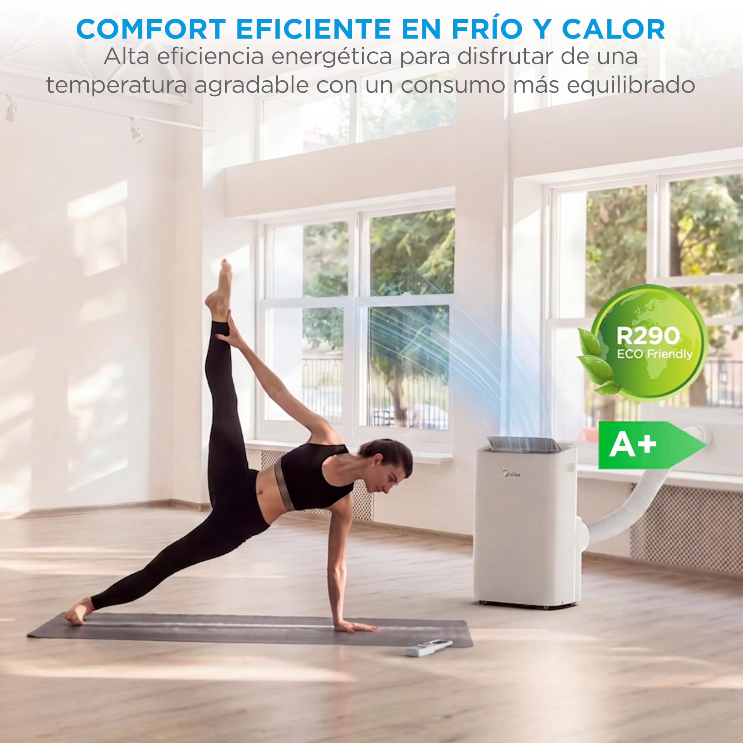 MIDEA Pingüino Aire Acondicionado Portátil 4 en 1 | 3000 Frigorías/12.000 BTU con Control por App | Climatizador y Deshumidificador hasta 35m2 - Modo Sleep, Mando a Distancia | Incluye kit de ventana