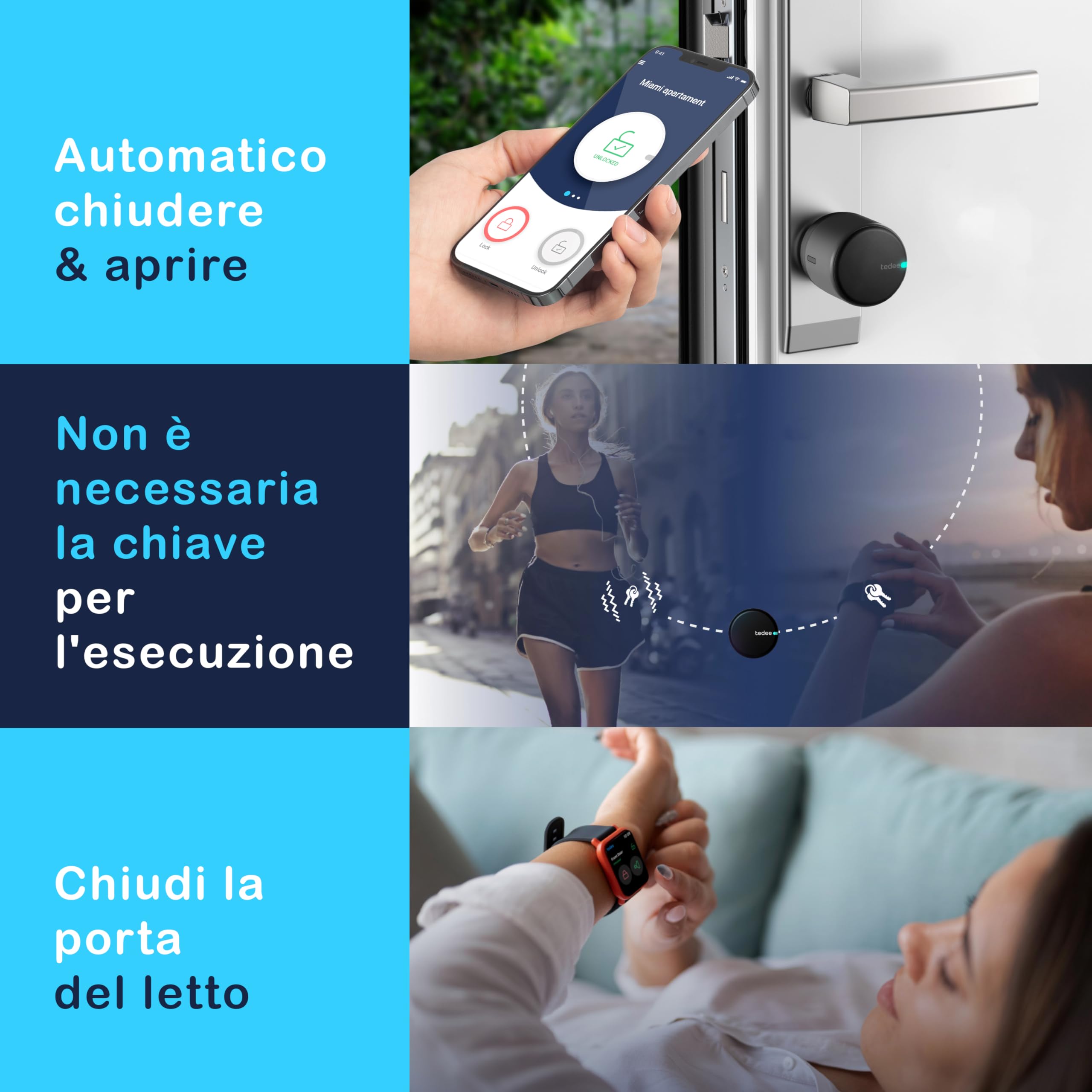 tedee Go Serratura Smart con WiFi e App Bluetooth per l'accesso remoto, la serratura intelligente trasforma lo smartphone in una chiave, sicurezza della Smart Lock (+ Bridge Wifi)