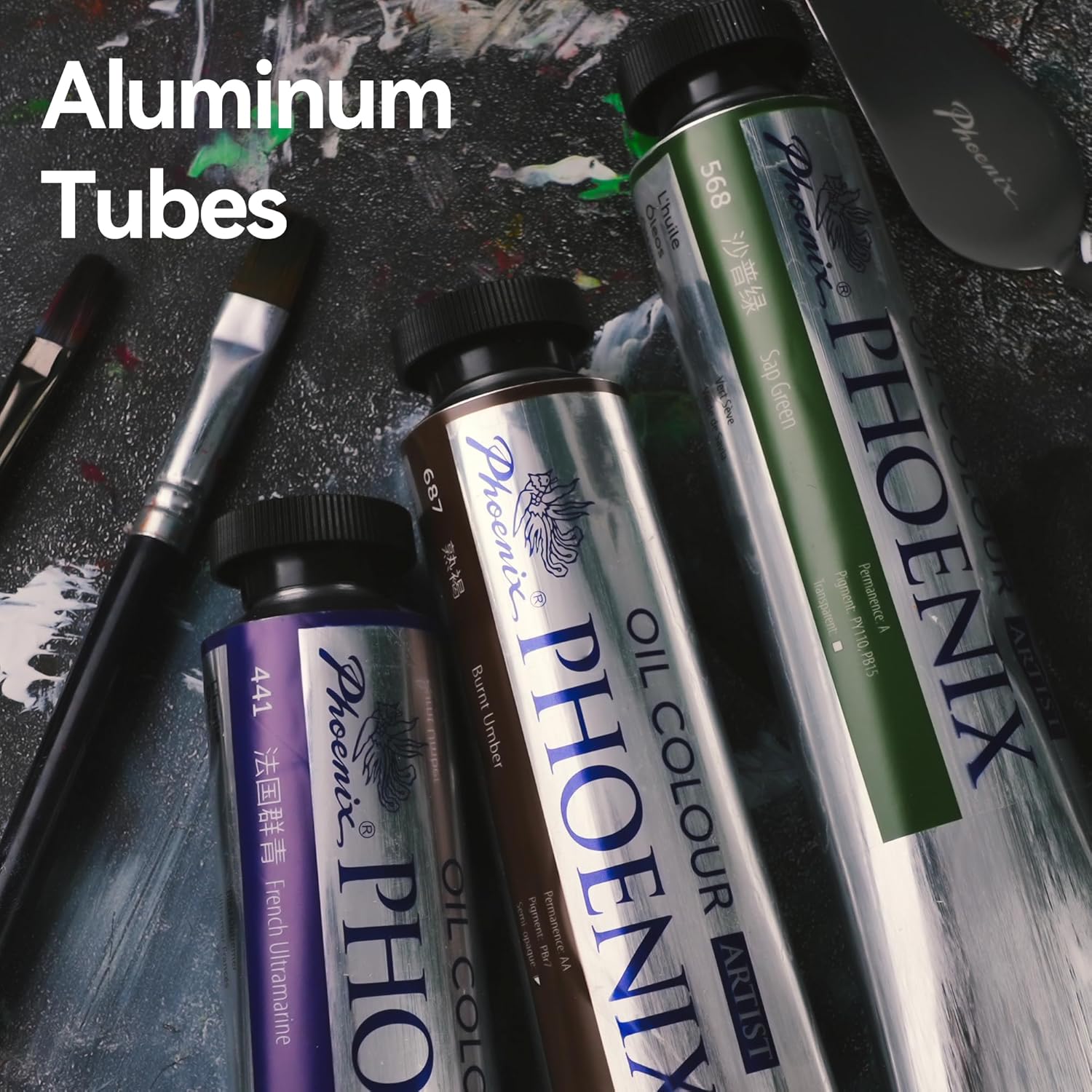 PHOENIX Artist Oil Paint Set - 12 Color x 1.35 Oz. / 40ml Tubes Professional Quality Oil Based Paint for Canvas Painting