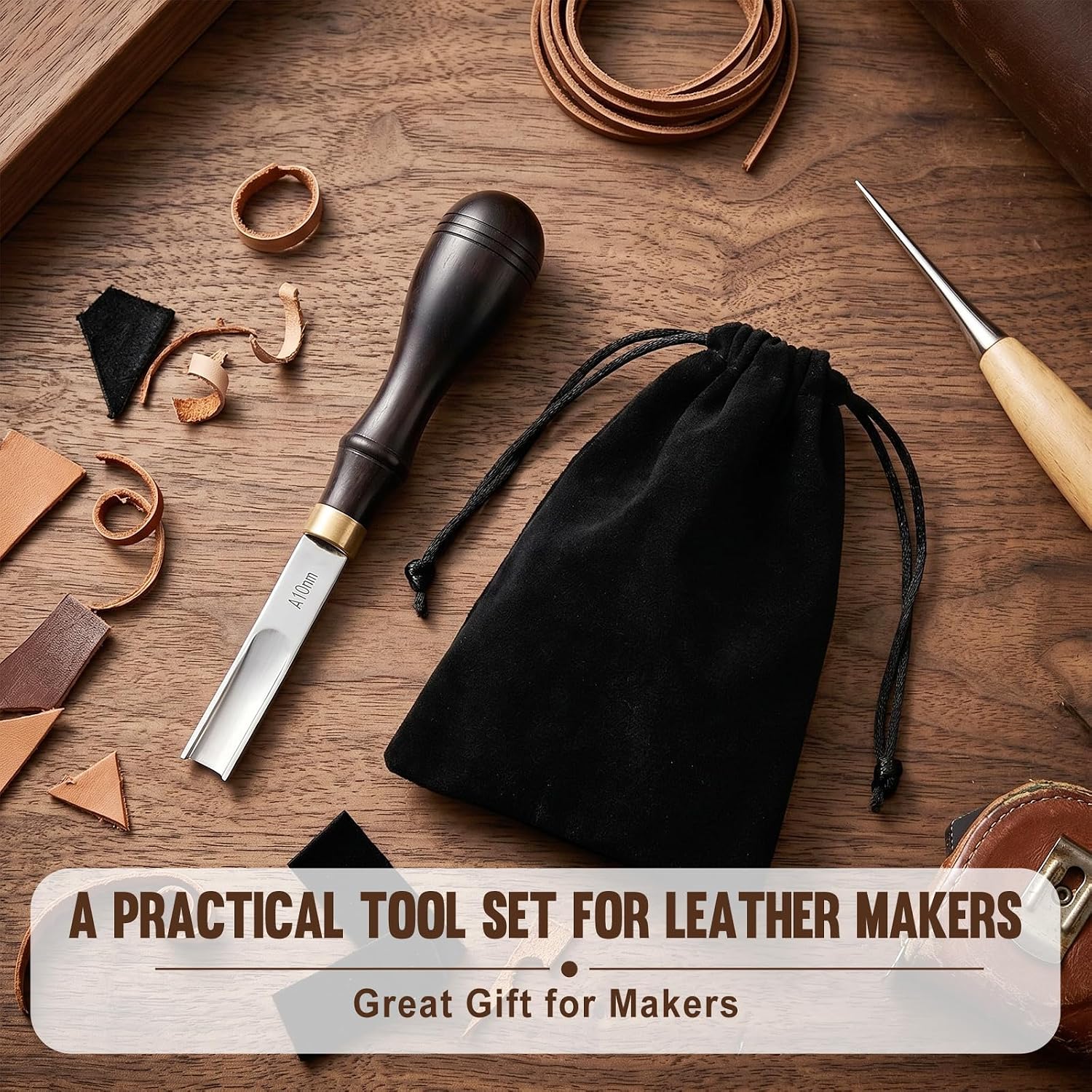 ElaraBerry 1 Pcs 10 mm Leather Edge Beveler, Ebony Handle