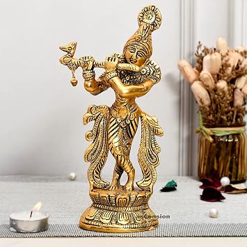 Ascension Krishna Multi Flute Playing Krishna Statue Vastu Religious Figurine Mandiar Living Room Office Table Home Decoration Desktop Gift Item