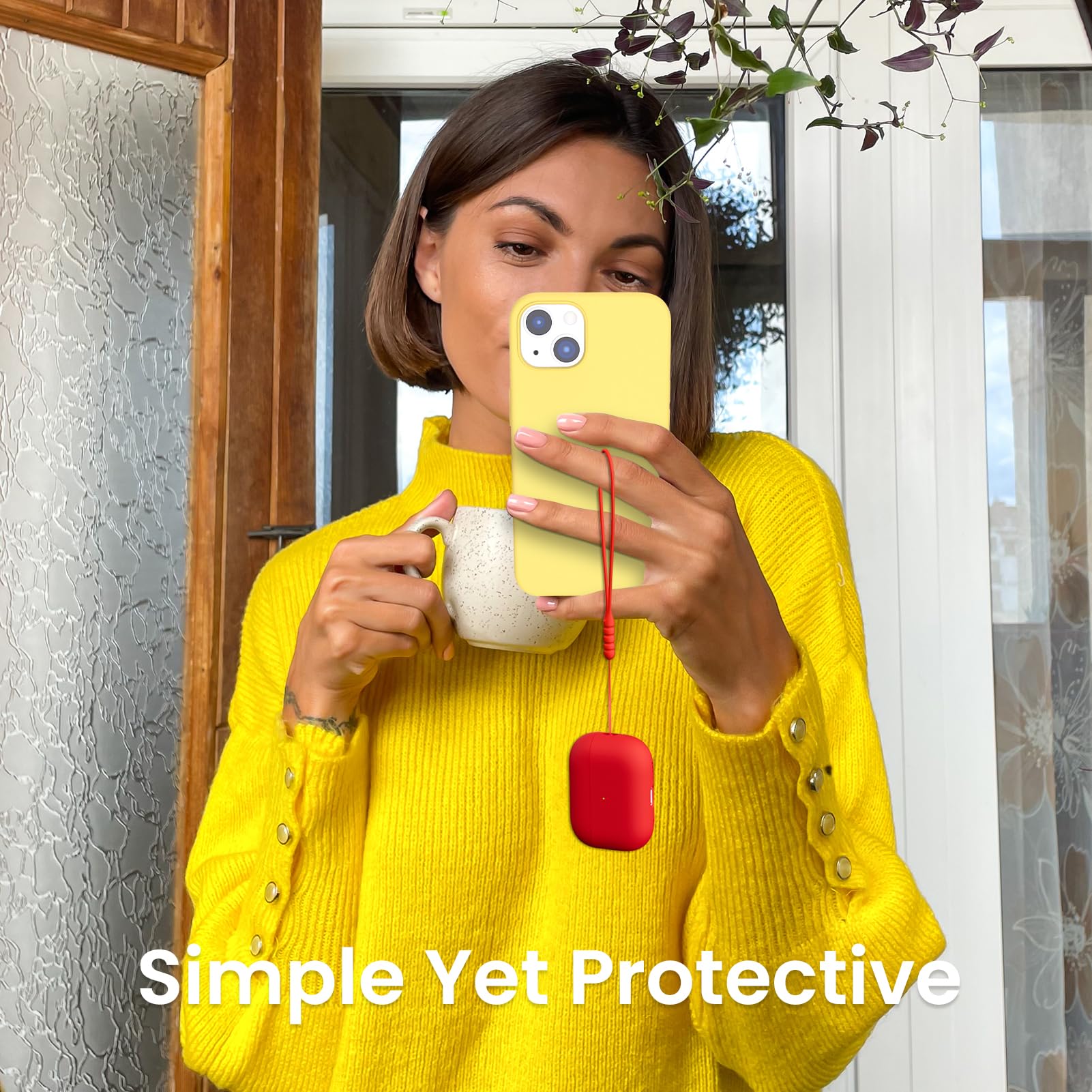 ORNARTO Coque pour AirPods Pro 2 (2022) en Silicone, Protection Antichoc - Rouge
