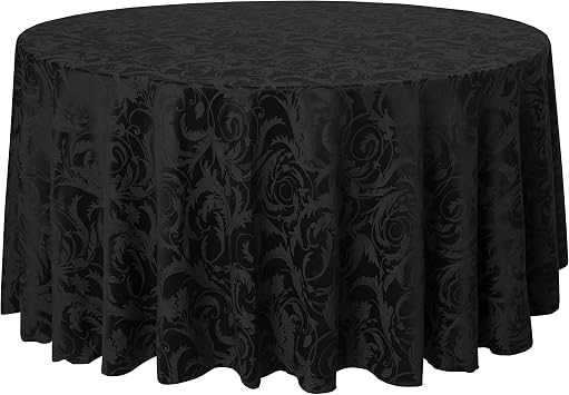 Ultimate Textile 120-Inch Round Vintage Damask Tablecloth, Black