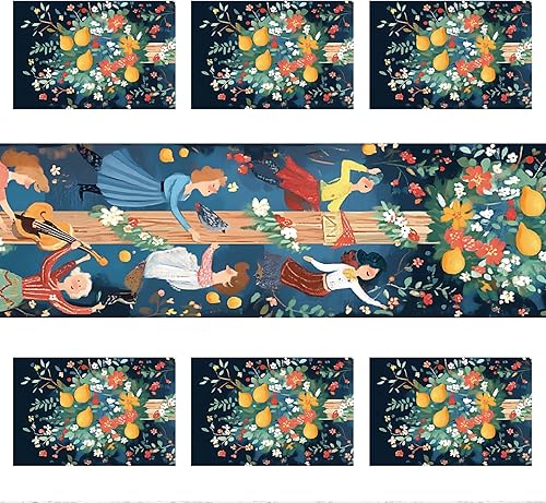 Miniatura 35 de Juego de manteles individuales y camino de mesa de muñeco de nieve y árbol de Navidad, 7 piezas (1 camino de mesa + 6 manteles individuales), diseño