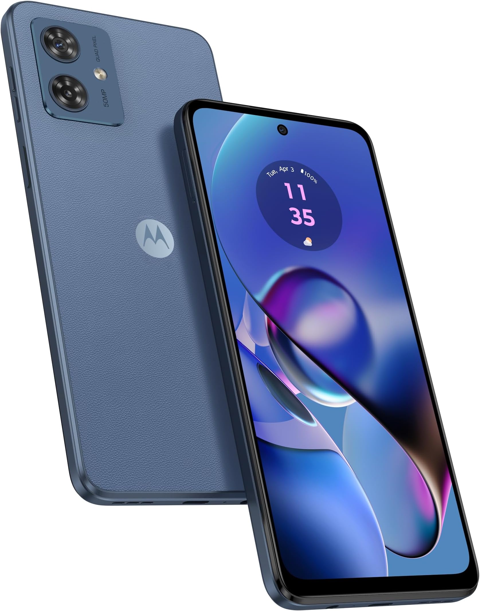 MOTOROLA moto g54 5G Dual with eSim Smartphone, 8+256GB, 6.5" FHD+ 120Hz, 50 MP OIS Anti-Shake Camera, Dolby Atmos, 5000mAh, Vegan Leather - Indigo Blue