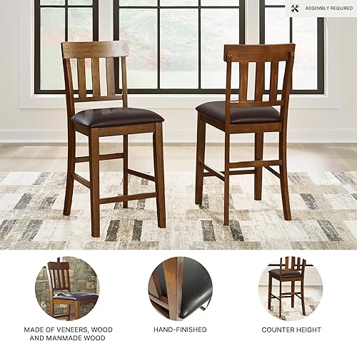 Miniatura 4 de Signature Design by Ashley - Taburete de bar de altura de mostrador Ralene, marrón medio Marrón claro,Marrón