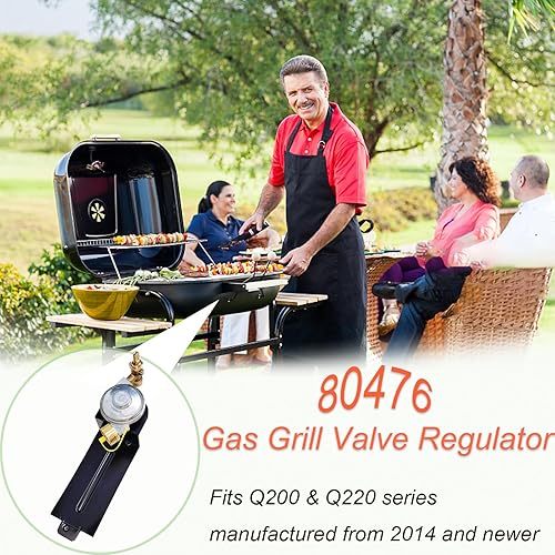 Miniatura 9 de 80477 Regulador de válvula de parrilla de gas compatible con parrilla de gas Weber Q100Q120 Series 516002, 516501, 386001, 386002, conjunto de