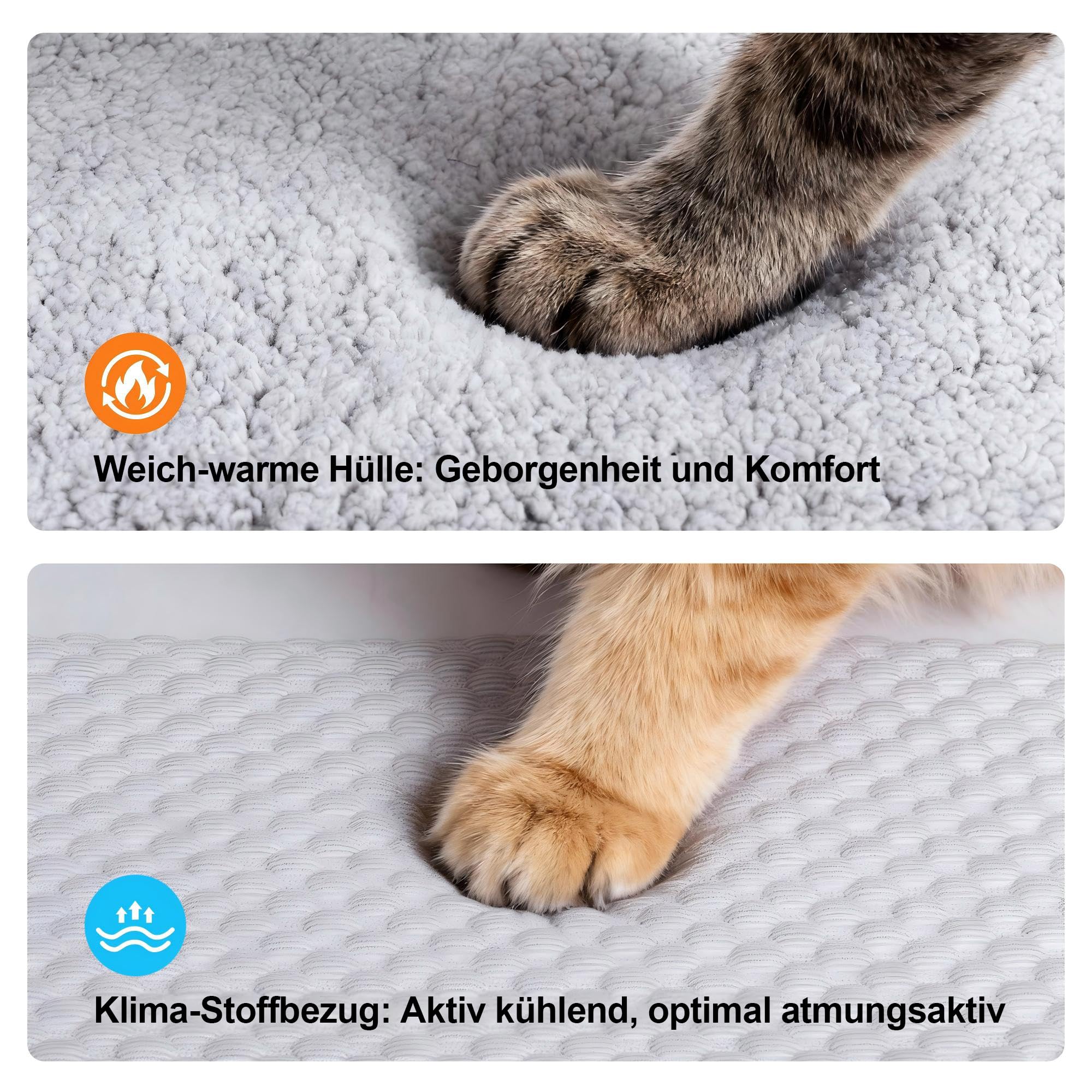Pet Prime Fensterliege für Katzen, Kühlmatte für Katzen,rutschfestes Katzenbett mit 2 Bezügen (kühl & warm), 90x28 cm, machinenwaschbar, grau