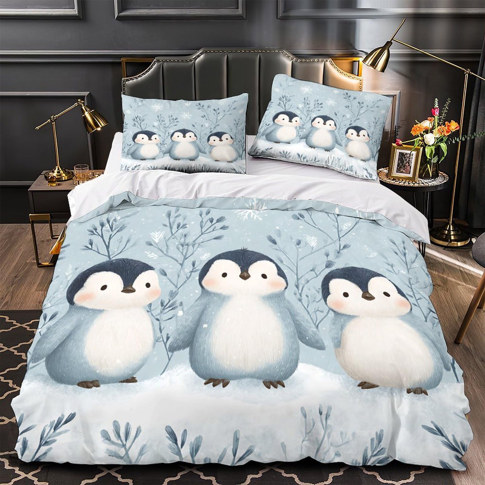Parure de Lit Panda 260x220cm housse de couette microfibre ultra douce et respirante avec taie