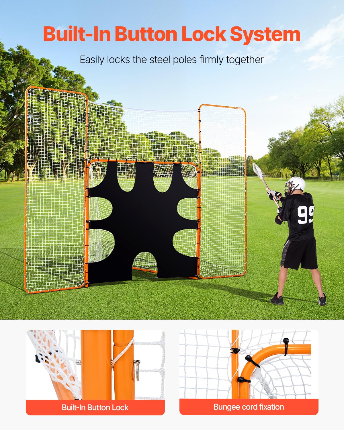 VEVOR Portería portátil de Lacrosse - Juego Completo de Accesorios de Entrenamiento con Cobertura extendida para jóvenes y Adultos
