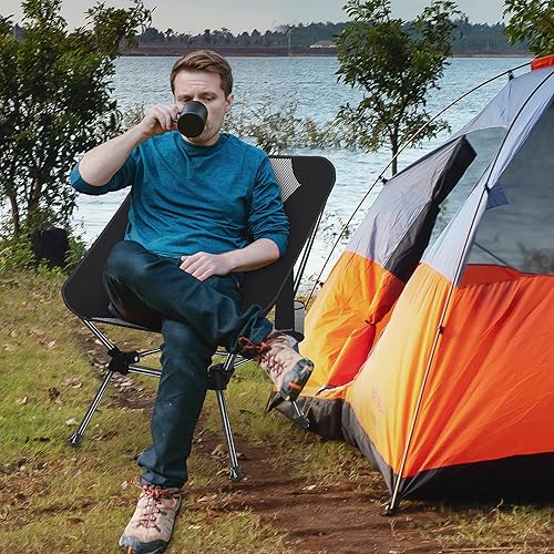 Miniatura 2 de AnYoker Silla de camping, silla compacta de 2 vías, silla plegable portátil, silla de playa con bolsillo lateral, silla de senderismo ligera,