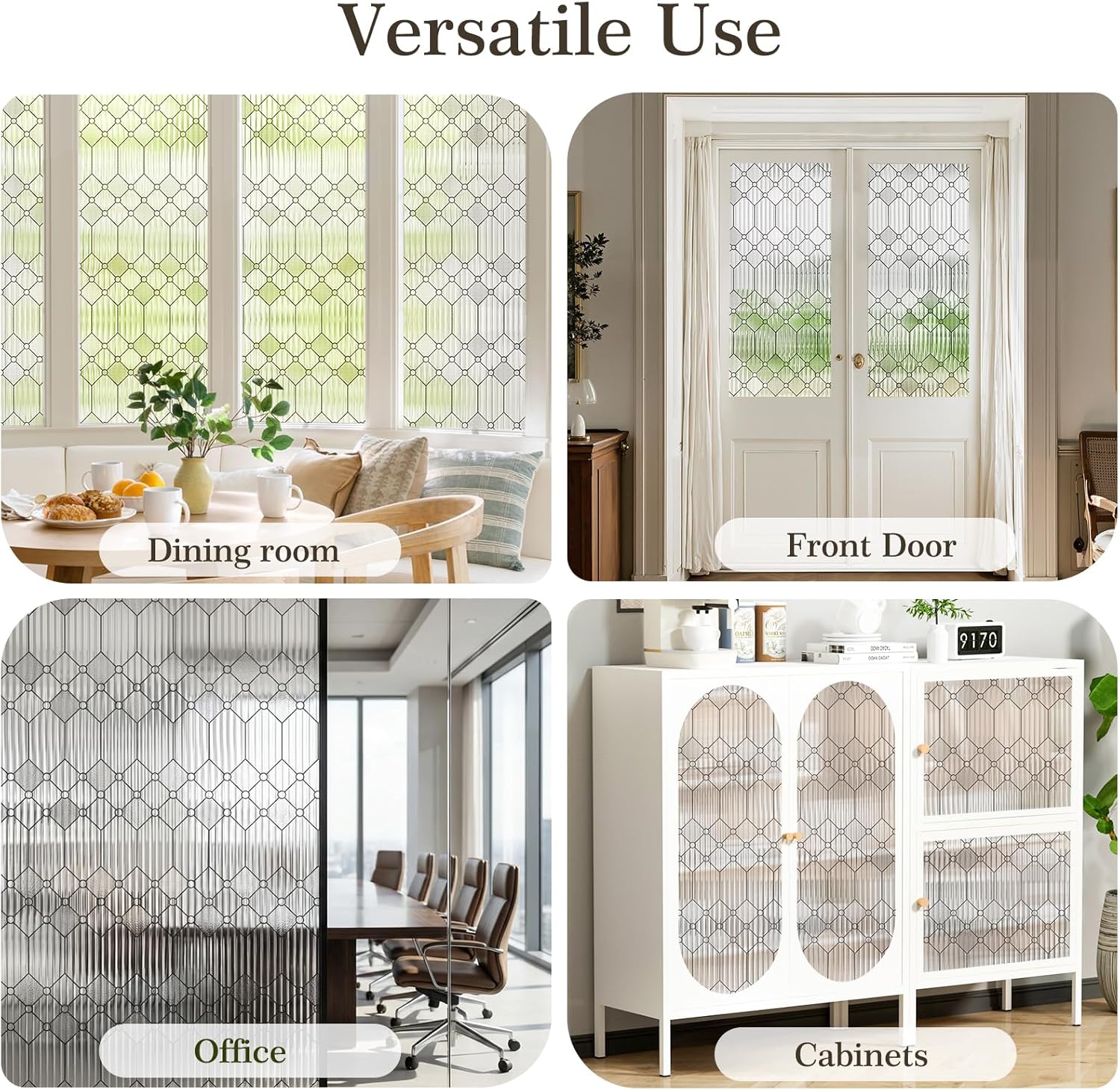 SUNBABY Reeded Glass Window Privacy Film, Decorative Frosted Glass Window Film for Bathroom & Front Door, 3D Static Cling Window Coverings Day and Night Privacy Sun Heat Blocking (29.5 x 118 Inch)