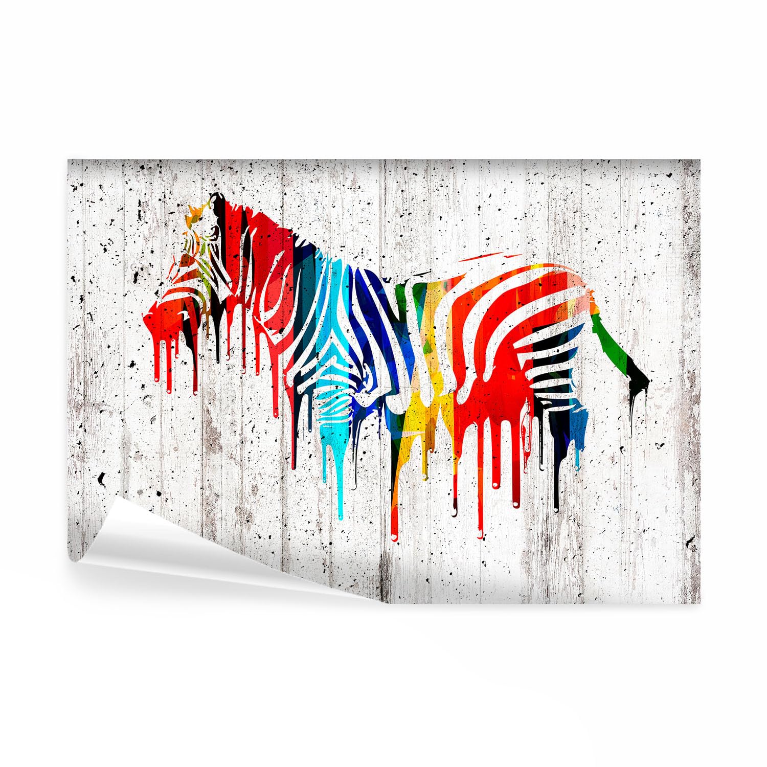 decomonkey Premium Fototapete Graffiti Steinwand, 350x256 cm, XXL, Zebra | Vlies, Schlafzimmer, Wohnzimmer, Design, Tapete, Fototapeten, Tapeten, Vliestapete, Wandtapete, moderne, Wand