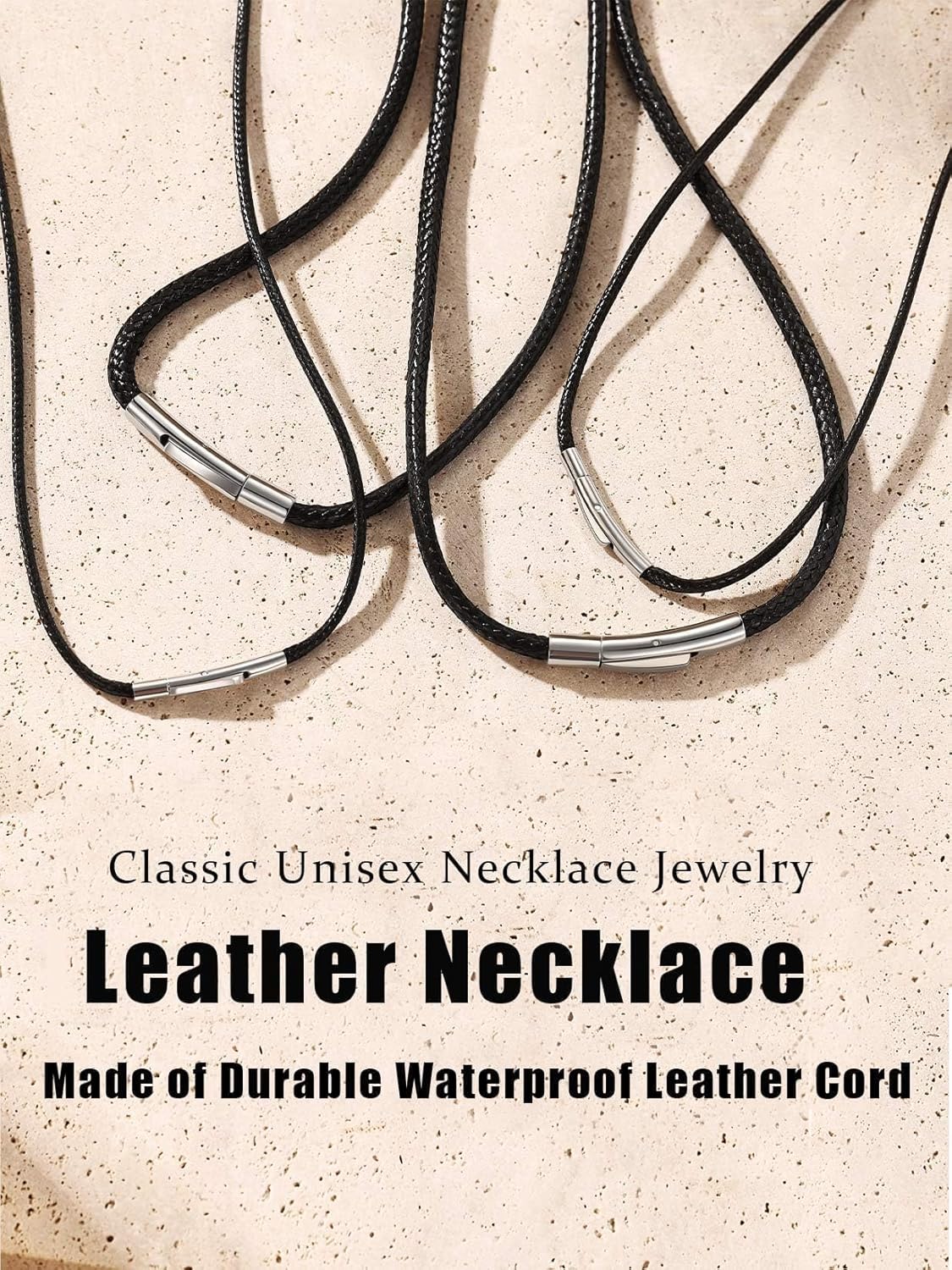 Bestyle Leather Necklace Cord for Men Women,Waterproof Braided Leather Rope Chain for Pendant, 2/3MM Black/Brown Necklace String with Stainless Steel Clasp,16-30" - Image 8