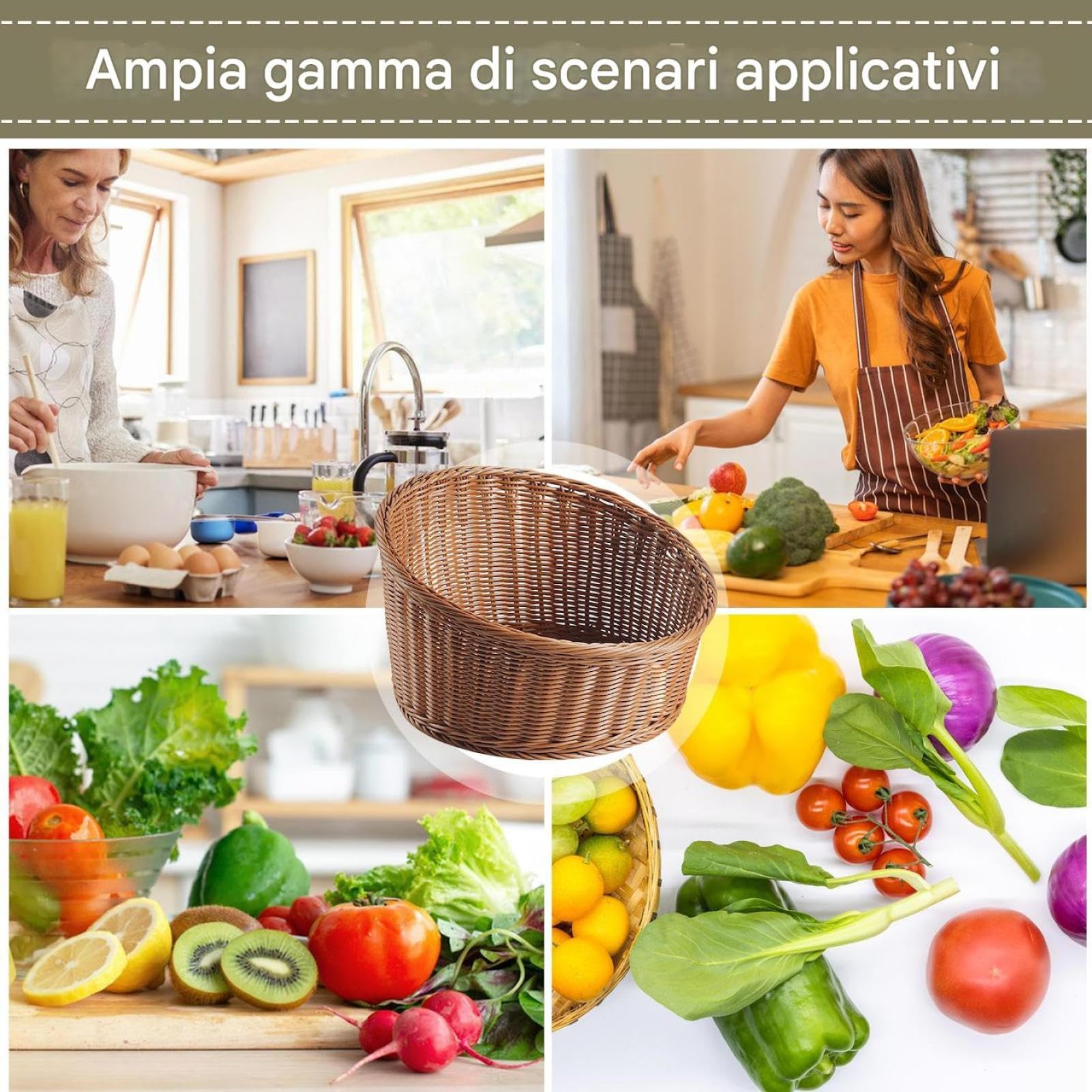 Cesta De Pan bandeja organizadora portafrutas imitación ratán aperitivos | Cesta De Mimbre Para Servir Pan mesa mostrador verduras y pasteles restaurante picnic panadería