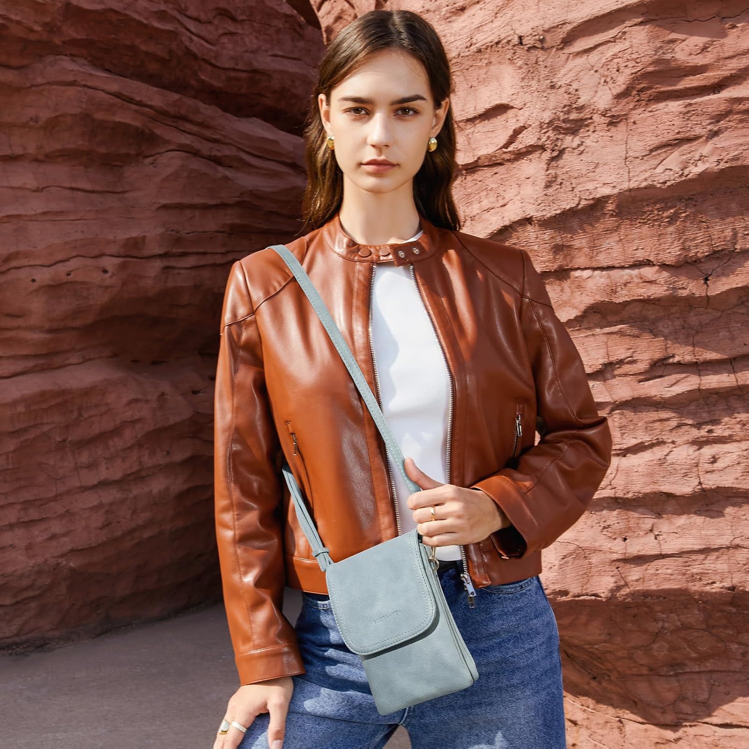 BOSTANTEN Vegan Leather Small Crossbody Bags for Women Designer Cell Phone Bag Wallet Purses Adjustable Strap - Image 2