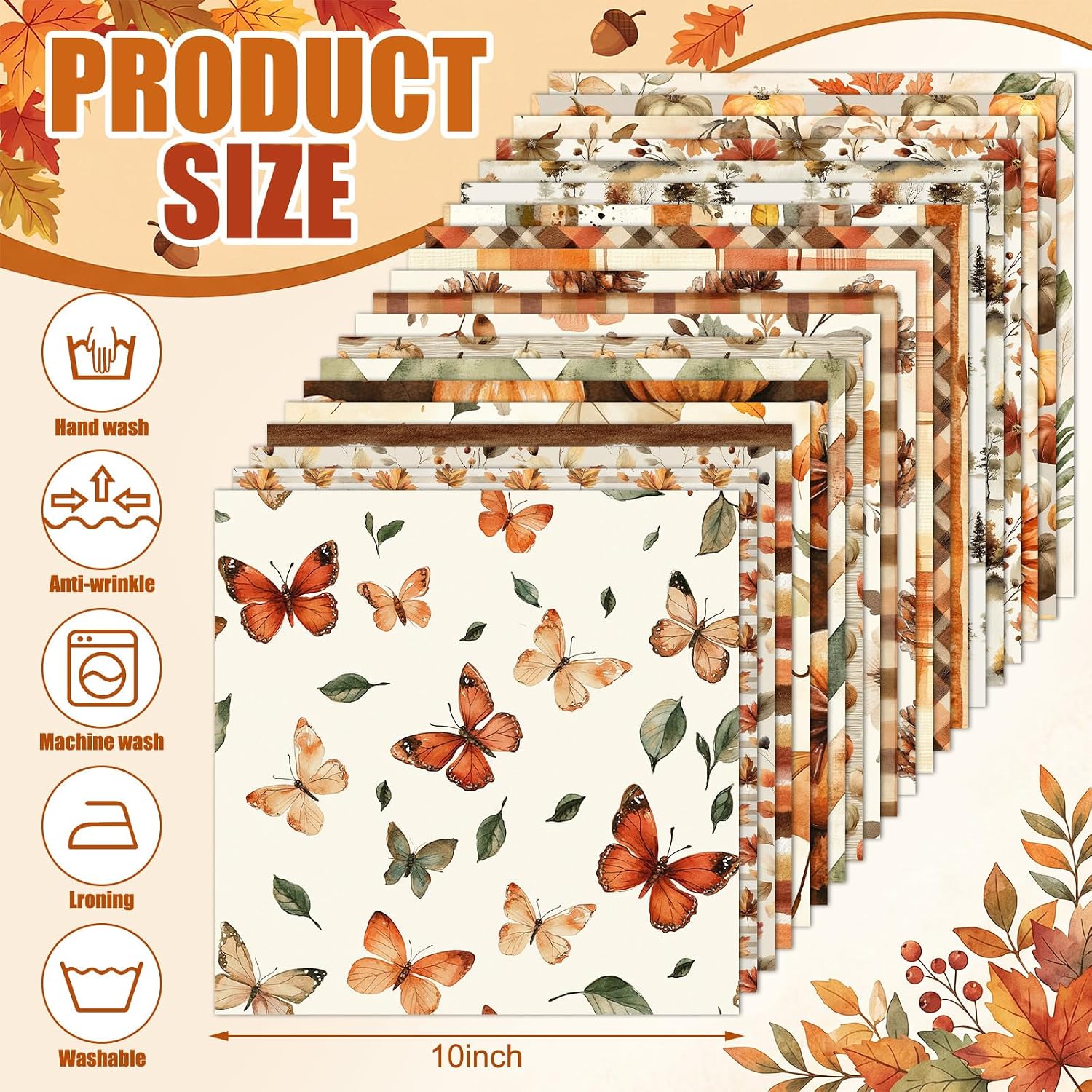 Tudomro 60 Pcs Vintage Cottagecore Fall Quilting Fabric 10 x 10 Inch image 2