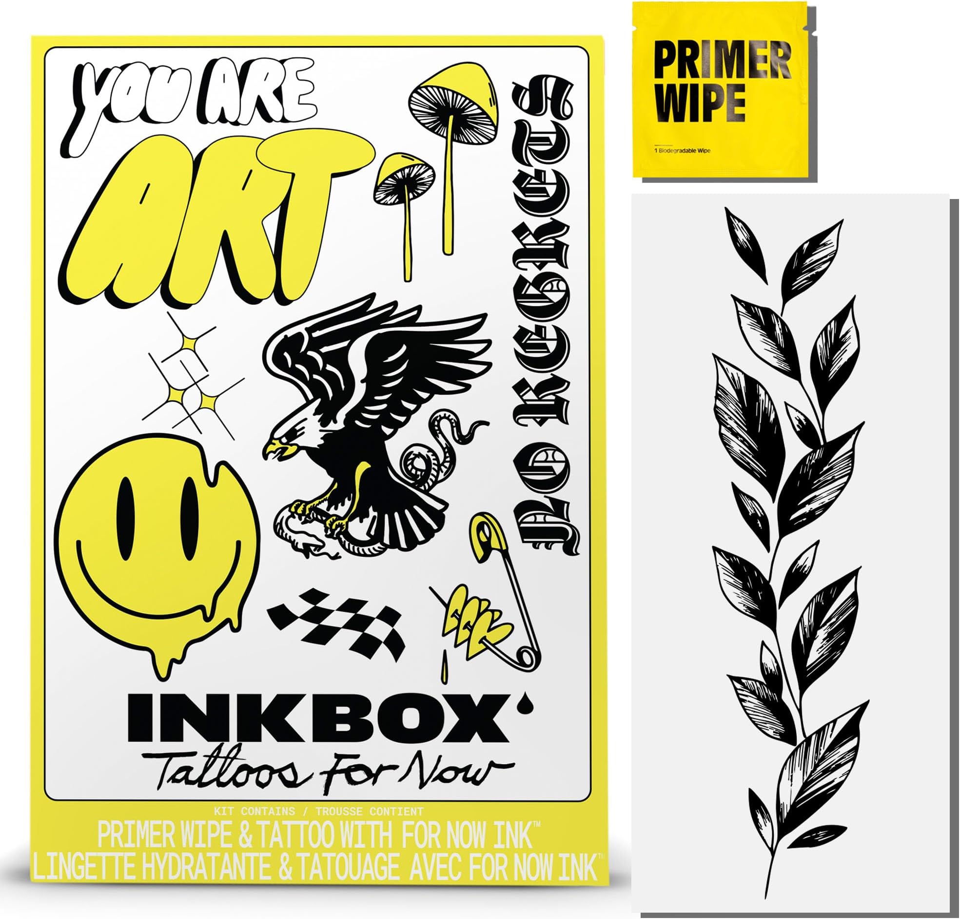 Temporary Tattoos, Semi-Permanent Tattoo, One Premium Easy Long Lasting, Waterproof Temp Tattoo with For Now Ink - Lasts 1-2 Weeks, Gracious Green, 7 x 2 in
