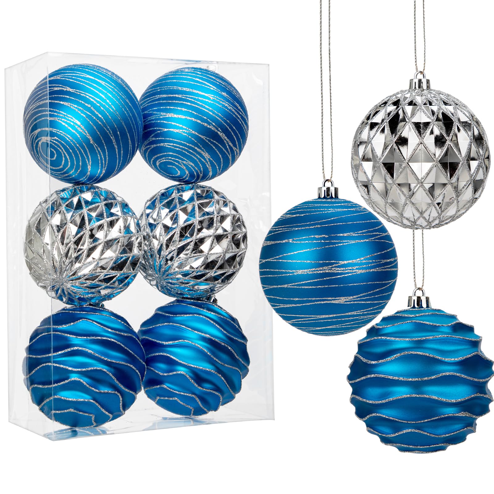 Hollyone Large Christmas Baubles, 6PCS Red & White Baubles for Christmas Tree Decorations Giant Xmas Balls Hanging Ornaments