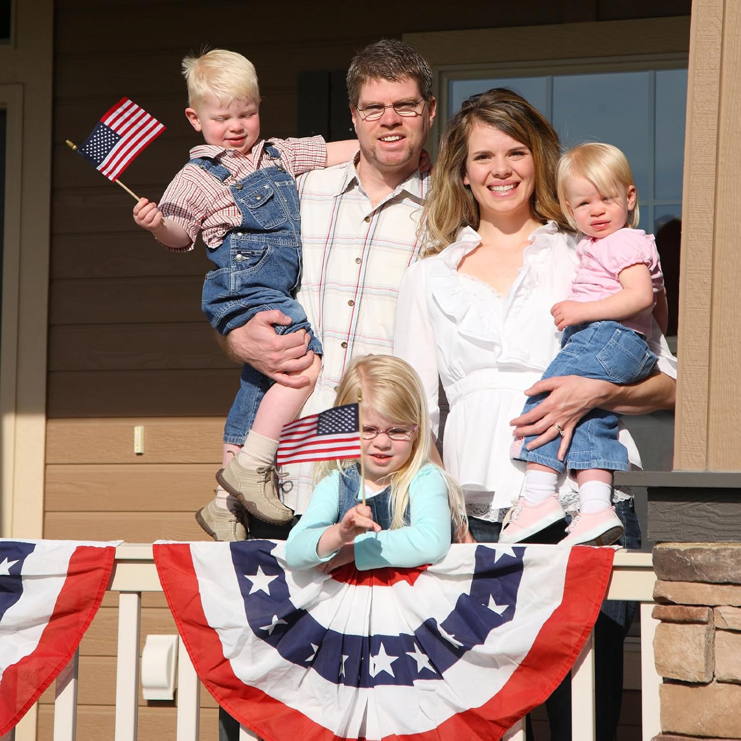 GOAUS 3x6 Ft American Bunting Flags with Grommets&Zip Ties, Veterans Day Decorations Outdoor USA Patriotic Pleated Fan Banner, Red White and Blue Decor for 4th of July Memorial Day(Set of 3) - Image 6
