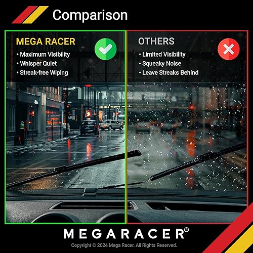 Miniatura 4 de Mega Racer Limpiaparabrisas de 24 pulgadas, repuesto para automóvil, limpiaparabrisas para el lado del conductor y del pasajero, calidad de equipo