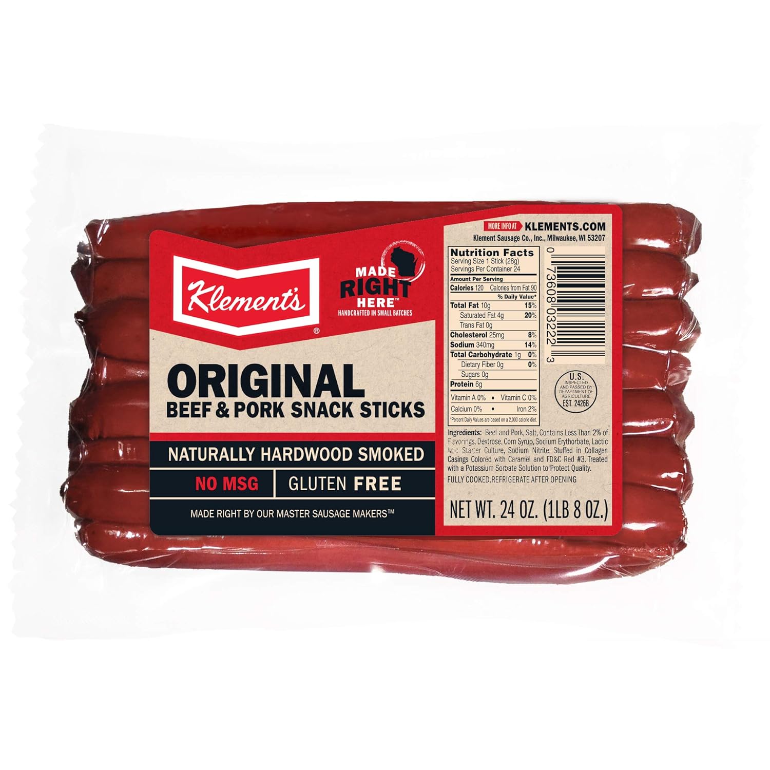 Klements Meat Snack Sticks 24 oz (Original)