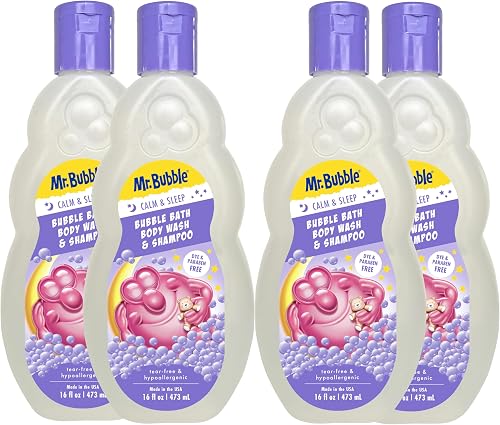 Mr. Bubble Calm and Sleep 3in1 Bubble Bath, Body Wash & Shampoo, 16 oz., Pack of 4