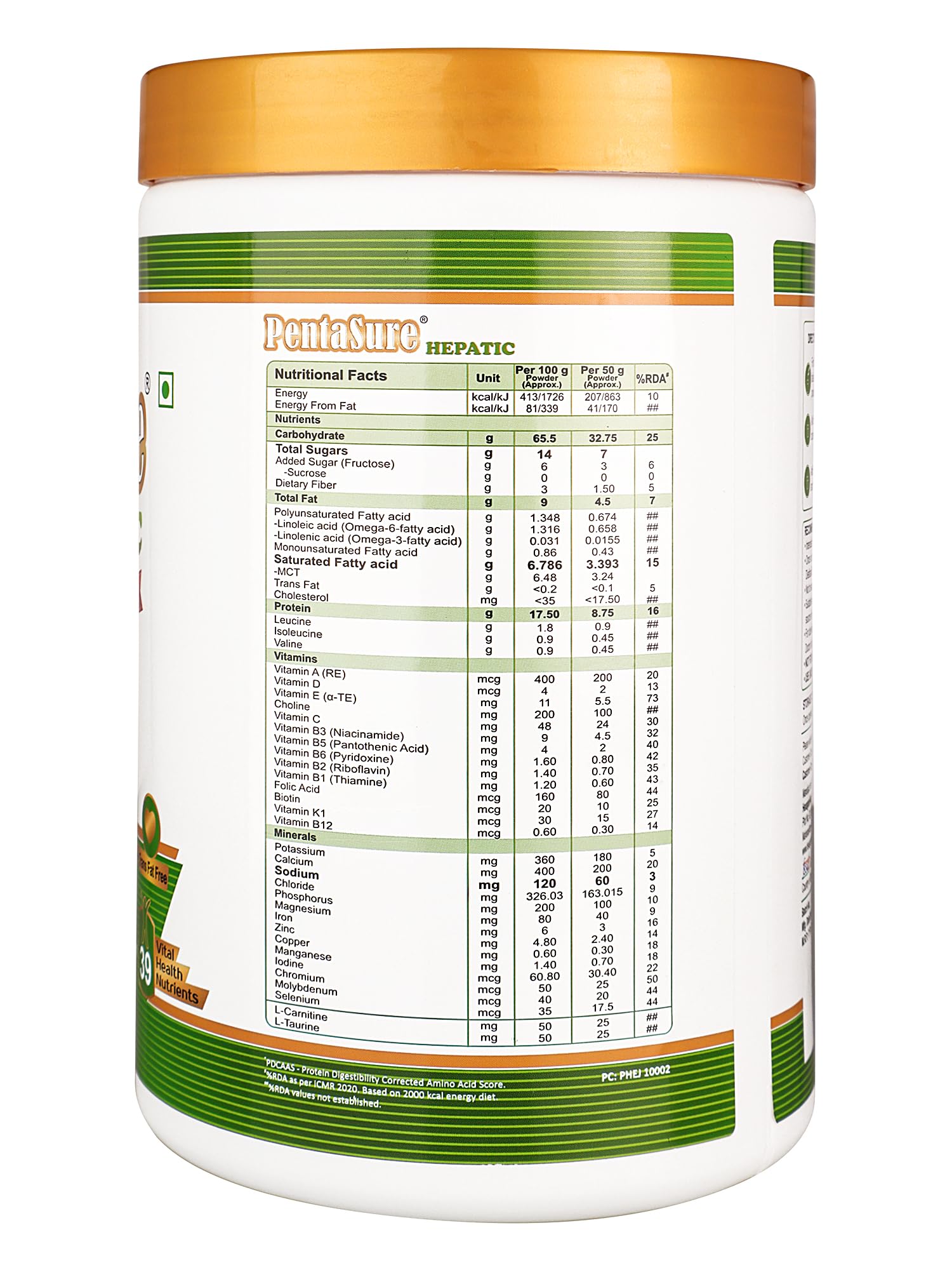PentaSure Hepatic Liver Care Nutritional Supplement | Vanilla Flavor - 1Kg | BCAA, MCT & Calorie Dense Nutritional Supplement Drink | 17.5g Protein per 100g | Supports Liver Function, Muscle Recovery — Amazon image 3