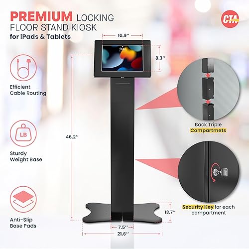 Miniatura 2 de Quiosco de bloqueo y recinto - Quiosco de pie de piso con bloqueo premium con carcasa de seguridad universal - Almacenamiento y gestión de cables