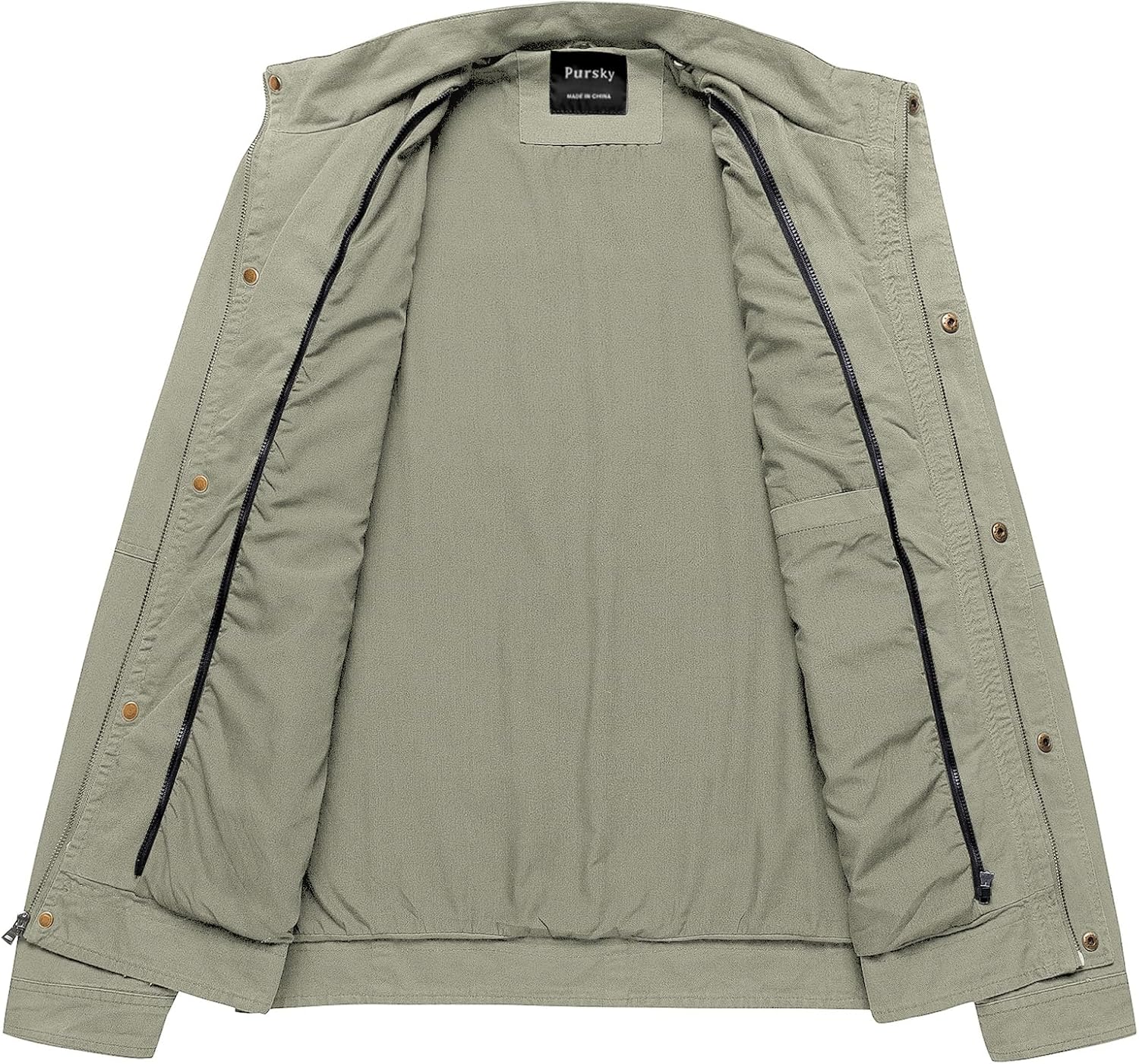 Pursky Men's Military Jacket Casual Washed Cotton Hooded Canvas Coat Fall Coat - Image 4