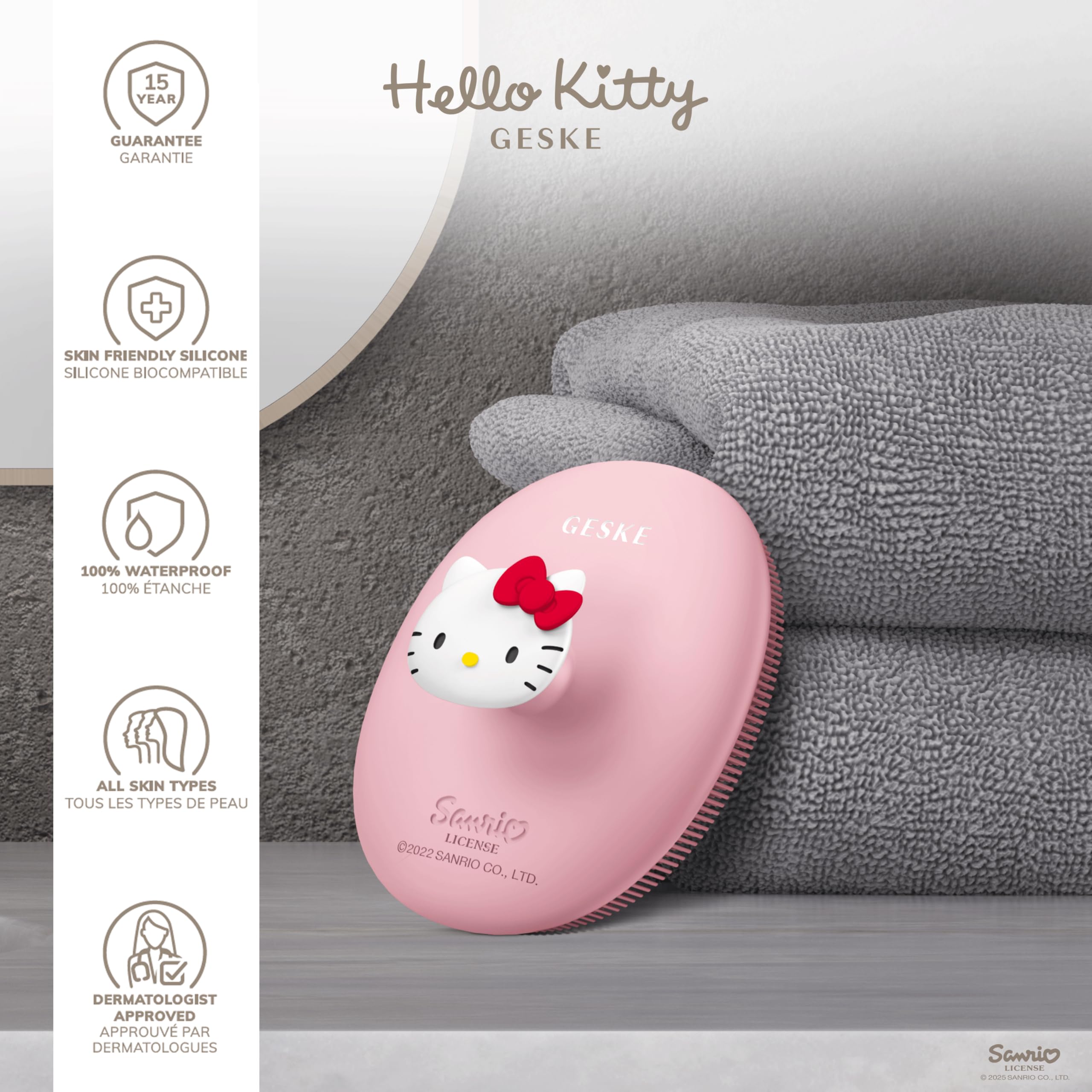 GESKE x Hello Kitty | Szczoteczka do twarzy SmartAppGuided™ | 3 w 1 | Szczoteczka do twarzy | Szczotka do czyszczenia | Silikonowa szczoteczka do twarzy | Oczyszczanie skóry