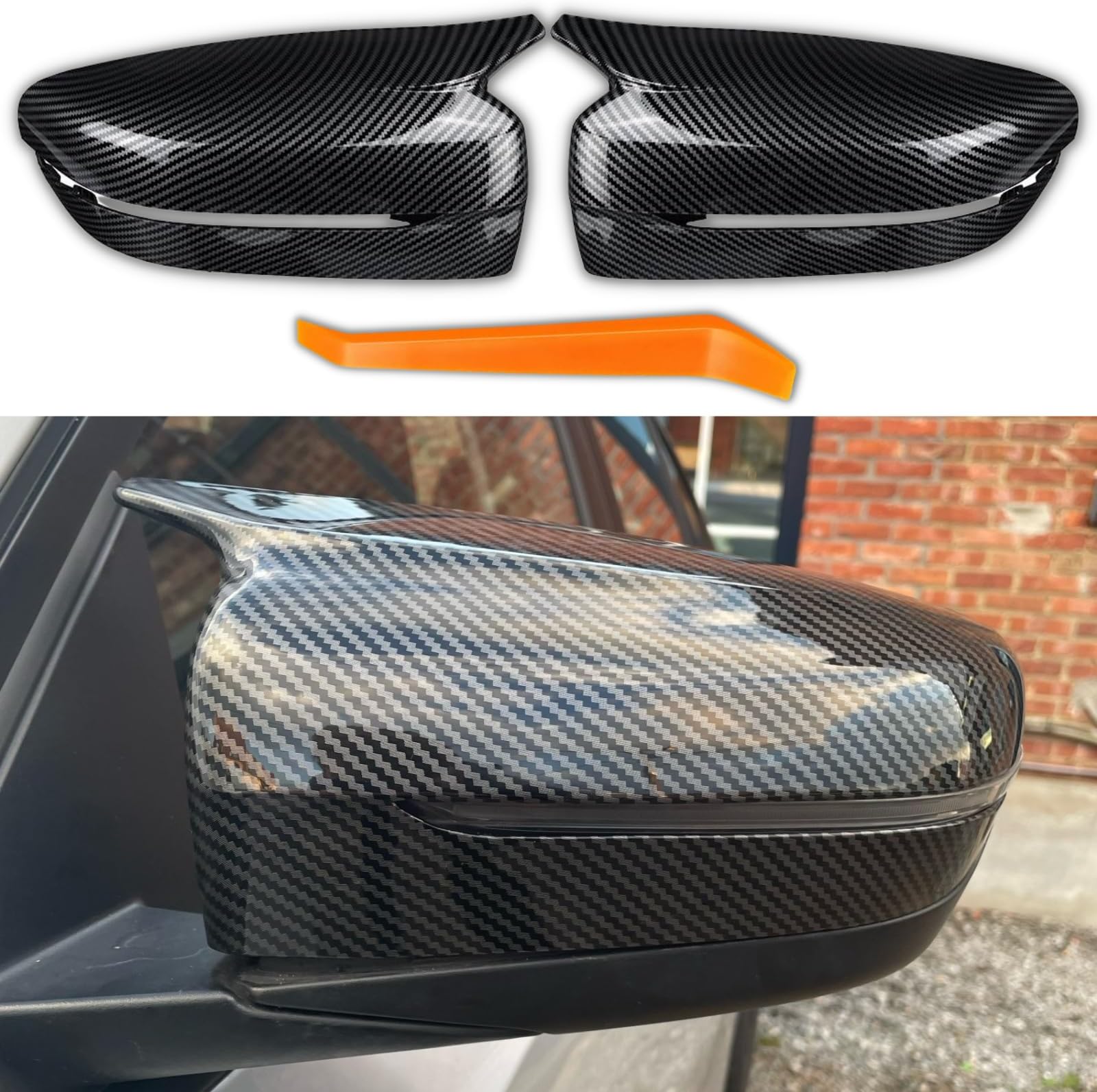Carbon Fiber Side Mirror Cover Cap Replacement for 2017-2022 BMW 3 Series G20 320i 325i 330i 5 Series G30 525i 530i 540i M Sport Accessories Auto Exterior Tuning Body Mirror Parts & Trim, 1Pair