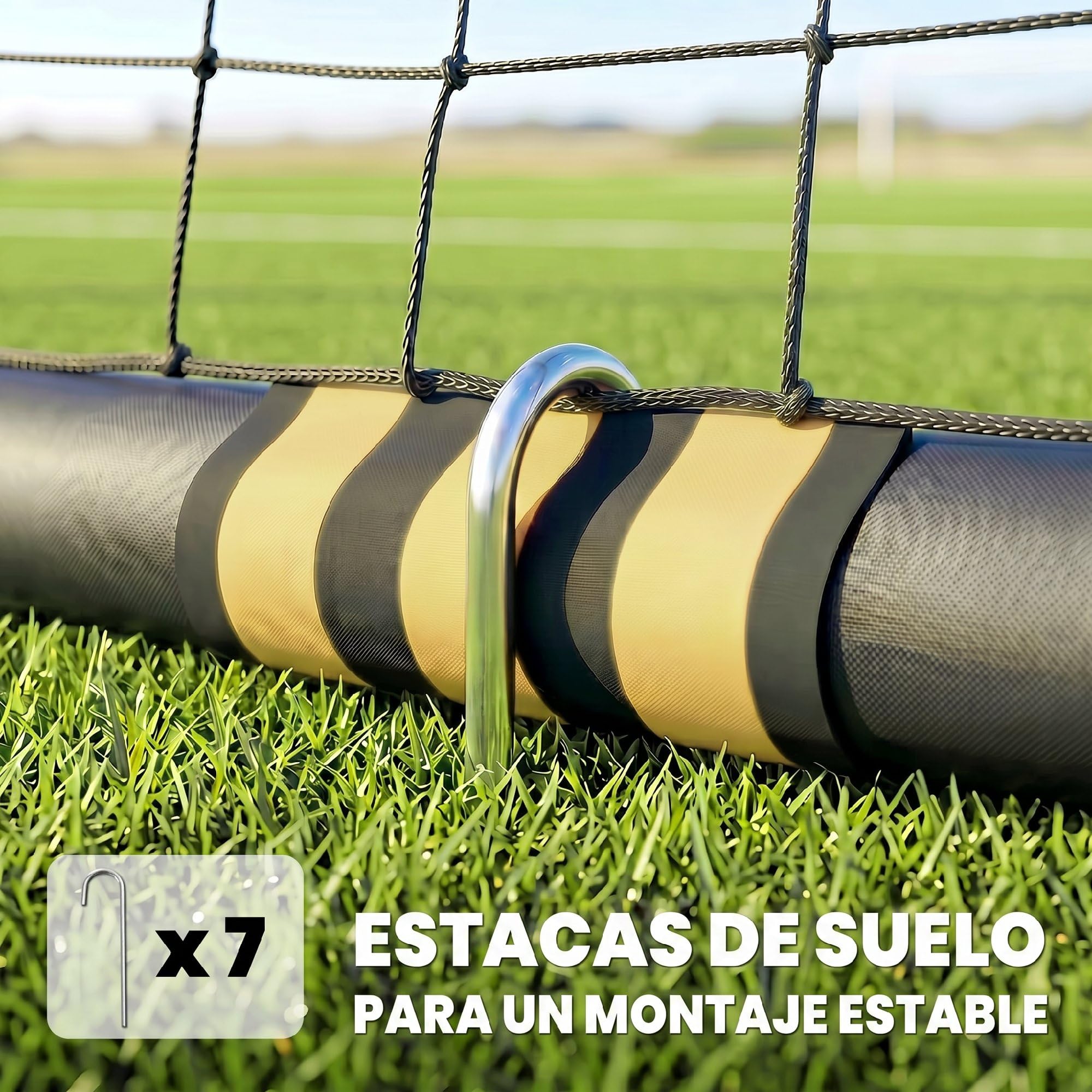 SPORTNOW Portería de Fútbol, con Red 300x120x200 cm Negro y Amarillo | Portería de Fútbol para Jardín, Piquetas de Suelo, Acolchado EPE, Estructura Metálica, Montaje Fácil, Interior y Exterior
