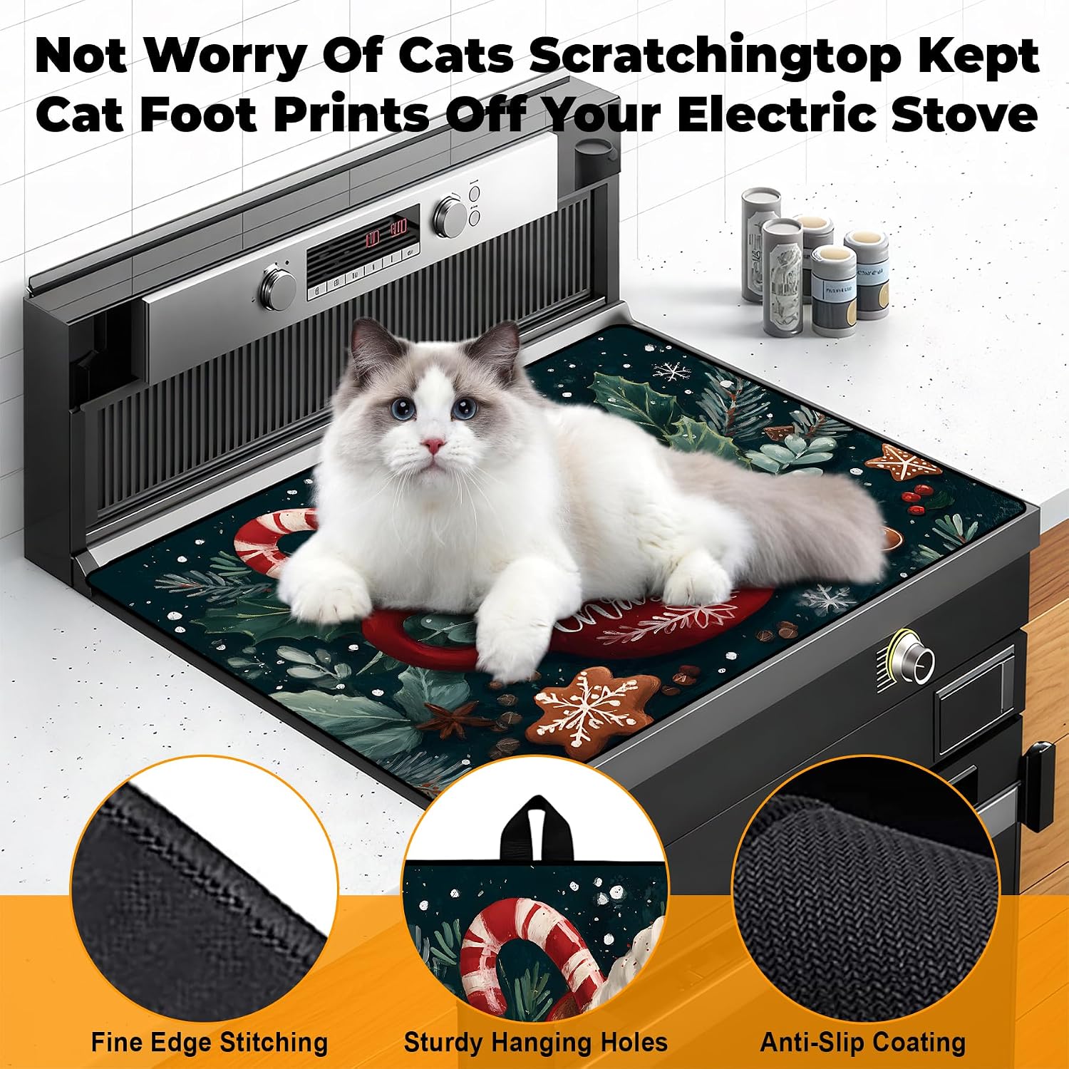 Heat-Resistant Glass Stove Top Cover with Anti-Slip Rubber Coating – 28.5x20.5 Inch Electric Stove Protector, Scratch-Resistant, Expands Counter Space (Cup, 28.5"L x 20.5"W)