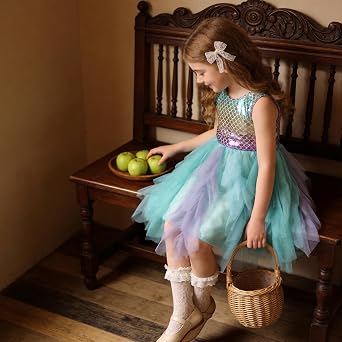 VIKITA Girls Dresses for Summer Short Sleeve Toddler Girls Clothes Party Tulle Halloween Dresses for Girls 3-12 Years