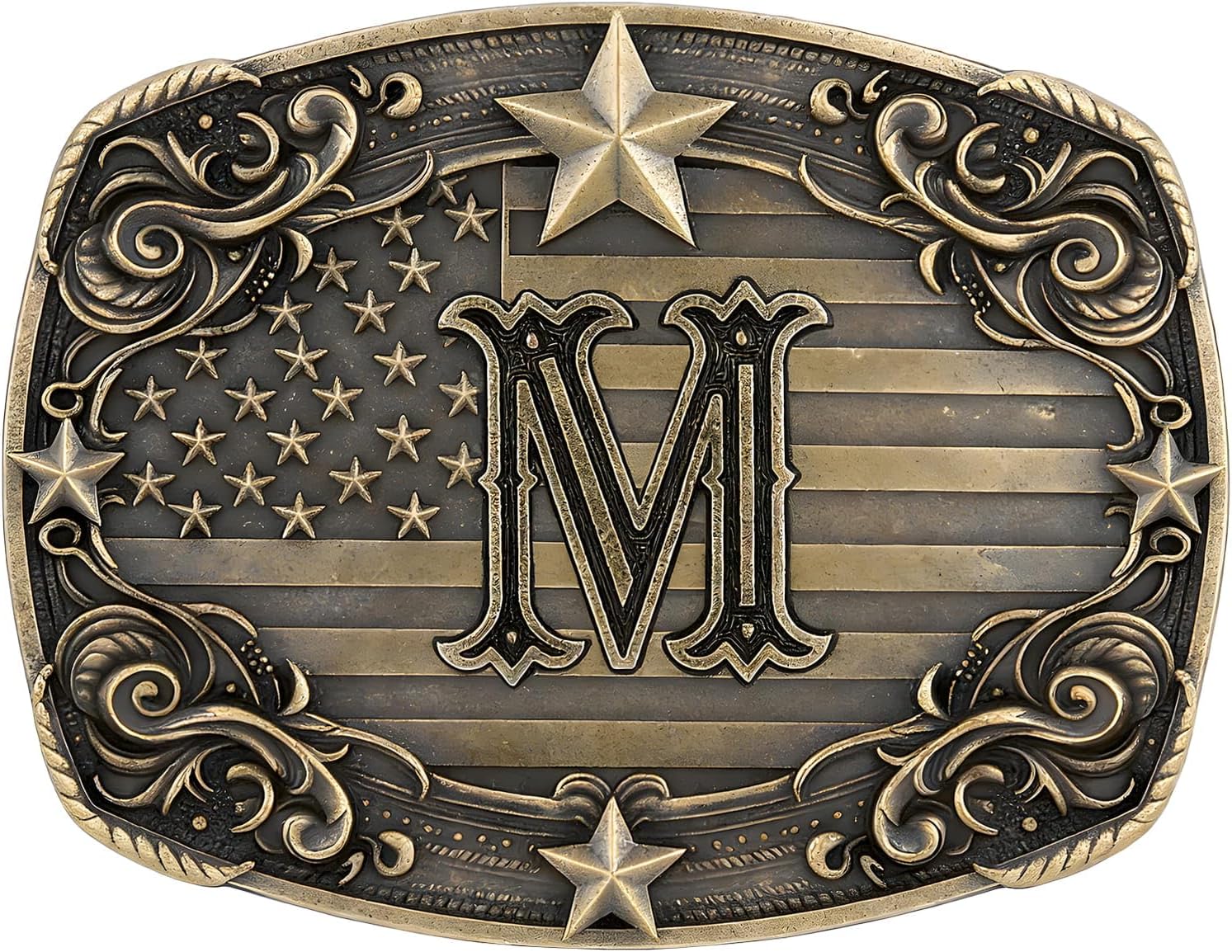 Cowboy Belt Buckle for Men Vintage Western Rodeo Texas Initial Letter ABCDJMR to Z Belt Buckles