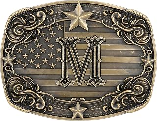 Western Cowboy Vintage Rodeo A-Z Initial Letter Belt Buckle Men | Durable zinc alloy, fits 1.5in leather belts, versatile western belt buckle, for rodeo, casual and formal outfits