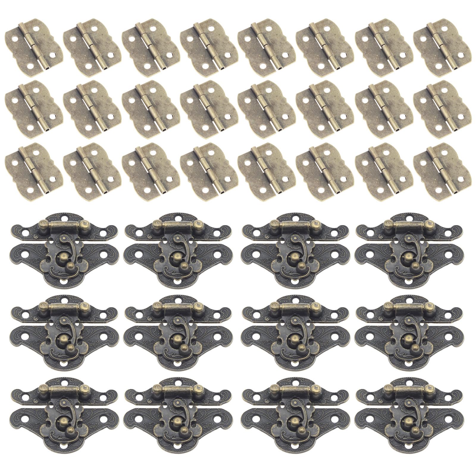 Antique Styles Decorative Door Latches with Butterfly Hinges Heavy Type Irons Decorative Hardwares for Door and Trunks Ornate Butterfly Shaped Cabinet Hinges
