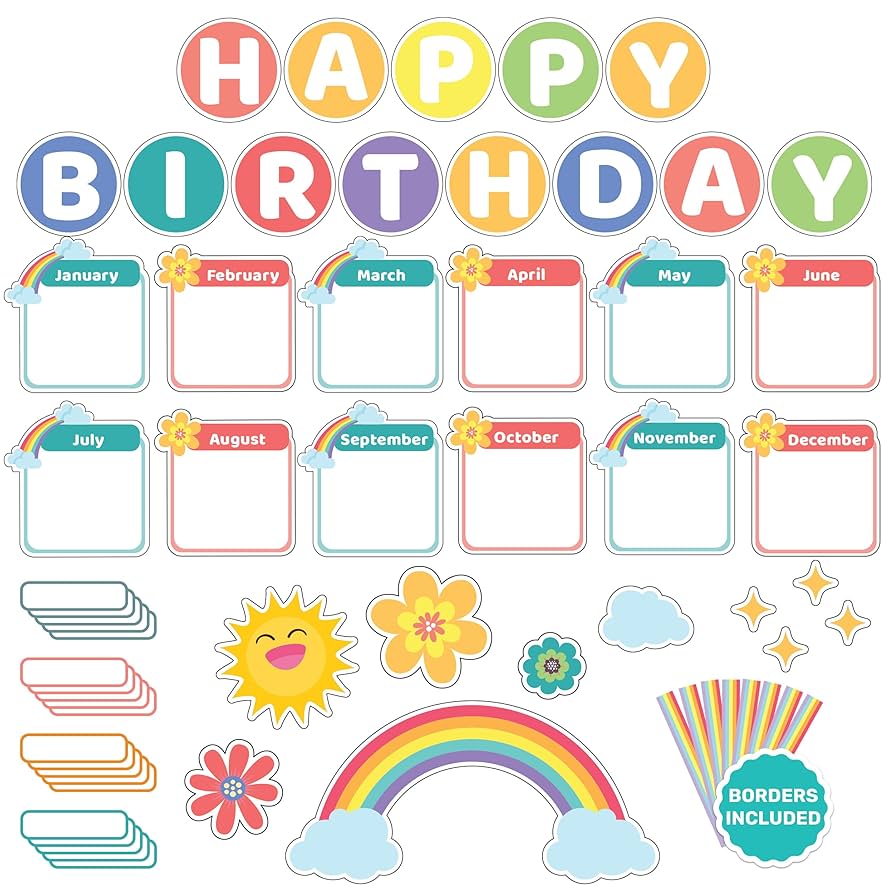 amazon-com-decorably-101-pcs-cutouts-rainbow-happy-birthday-bulletin-board-decorations-set-with-borders-birthday-board-classroom-decor-office-products for Downloadable Free Printable Classroom Decorations Amazon.com : Decorably 101 Pcs Cutouts Rainbow Happy Birthday Bulletin Board Decorations Set with Borders, Birthday Board Classroom Decor : Office Products for Downloadable Free Printable Classroom Decorations