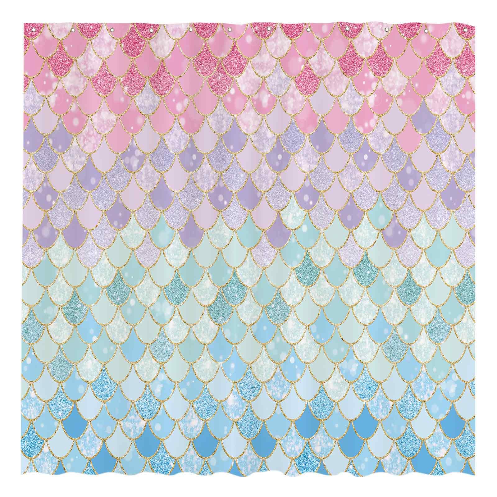 Mocsicka Meerjungfrauen-Duschvorhang – Wasserdicht, 180x180 Cm, Mit 12 Haken, Aus 100% Polyester