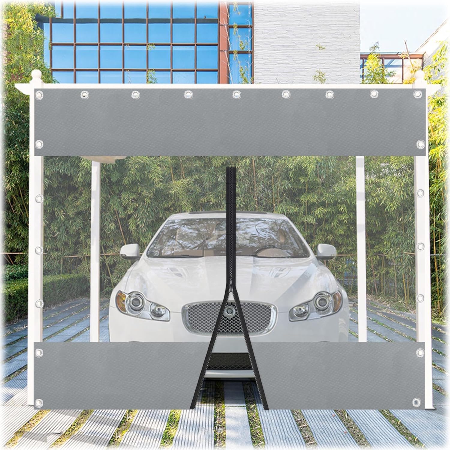 Heavy Duty Outdoor Clear Panel Curtain, All Weather Resistant Tarp, Clear Vinyl Tarpaulin Partition Curtains, Balcony Curtains with Zips, 112 Sizes,LxW-1x1m/3.3x3.3ft