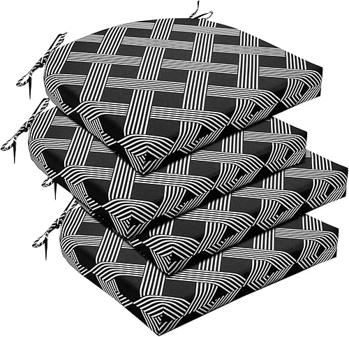 Vista 51 de Basic Beyond Juego de 4 cojines para sillas de exterior, cojines de exterior para muebles de patio, cojines resistentes al agua para sillas de patio