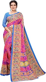 TreegoArt FashionWomen's Georgette Printed Rajasthani Saree With Unstitched Blouse Piece