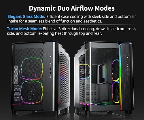 Miniatura 4 de MONTECH King 95 PRO - Funda para juegos de PC de doble cámara ATX Mid-Tower, alto flujo de aire, paneles sin herramientas, frontal de vidrio